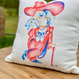 Colonel Rebel Pillow -- Watercolor Reb Art - 001 - thumbnail 3
