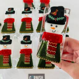 Fused Glass Snowman Candle Holder Decoration - Christmas Decoration, Cornish Glass, Fused Glass Cornwall - thumbnail 3