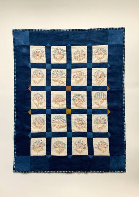 Drawn Flowers Wall Hanging, Quilt, Fabric Wall Hanging, Linen & Cotton Textile - image 1