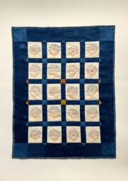 Drawn Flowers Wall Hanging, Quilt, Fabric Wall Hanging, Linen & Cotton Textile - thumbnail 1