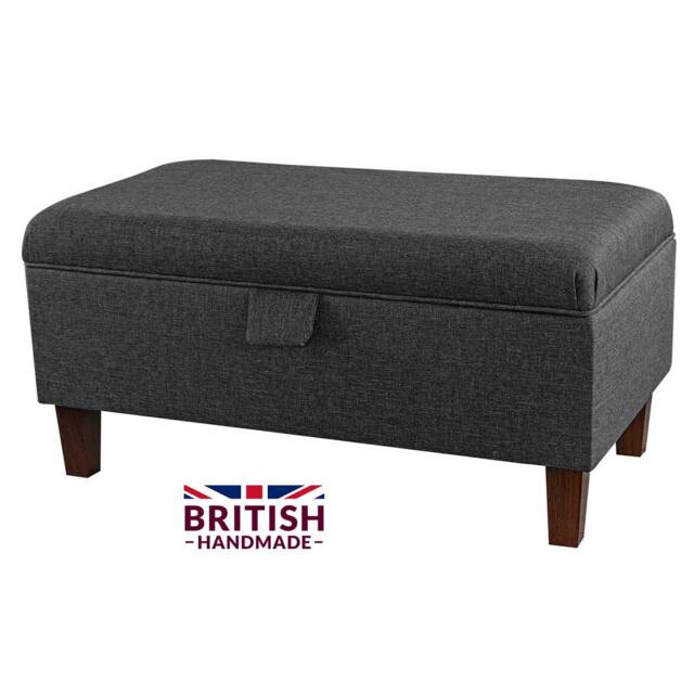 storage Footstool, Ottoman, Pouffe Blanket Toy Box in A Charcoal Grey Sawana Fabric - image 1