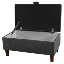storage Footstool, Ottoman, Pouffe Blanket Toy Box in A Charcoal Grey Sawana Fabric - thumbnail 2