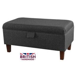 storage Footstool, Ottoman, Pouffe Blanket Toy Box in A Charcoal Grey Sawana Fabric