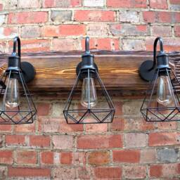 Wall Sconce 3 Industrial Geometric Wire Cage Shade Lighting Vintage Lamp Farmhouse - thumbnail 3