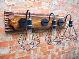 Wall Sconce 3 Industrial Geometric Wire Cage Shade Lighting Vintage Lamp Farmhouse - thumbnail 1