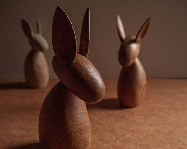 Wooden Rabbit, Minimalist Sculpture, Handmade Animal Figurine, Easter Home Decor, Crafted Oak - image 1