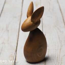 Wooden Rabbit, Minimalist Sculpture, Handmade Animal Figurine, Easter Home Decor, Crafted Oak - thumbnail 2