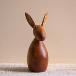 Wooden Rabbit, Minimalist Sculpture, Handmade Animal Figurine, Easter Home Decor, Crafted Oak - thumbnail 3