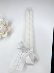 White Twist Candles - Set Of Two, Tall Home Decor - thumbnail 1
