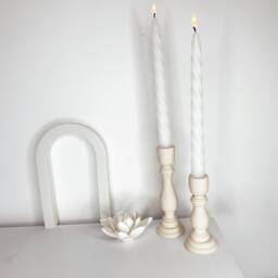 White Twist Candles - Set Of Two, Tall Home Decor - thumbnail 3