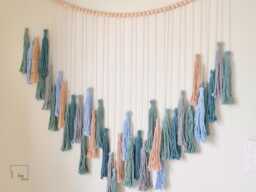 Macrame Blue Garland Boho Tassel Wall Hanging, Nursery Decor - thumbnail 1