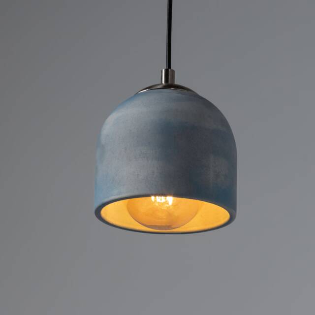 Blue Aged Effect Pendant Lamp, Concrete Light, Green Stone Chandelier, Raw Home Decor - image 1