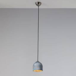 Blue Aged Effect Pendant Lamp, Concrete Light, Green Stone Chandelier, Raw Home Decor - thumbnail 2