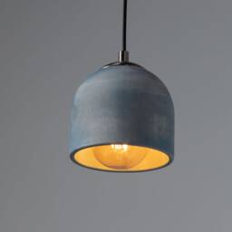 Blue Aged Effect Pendant Lamp, Concrete Light, Green Stone Chandelier, Raw Home Decor - thumbnail 1