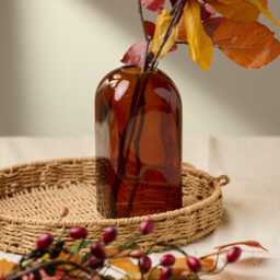 Amber Glass Bud Vase - Vintage Style Apothecary Bottle, Wedding Tablescape - thumbnail 1