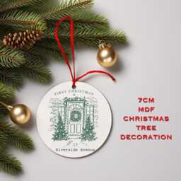 First Christmas Personalised Address Gift - Home Mdf Wooden Tree Decoration Secret Santa, Gift, New Home - thumbnail 3