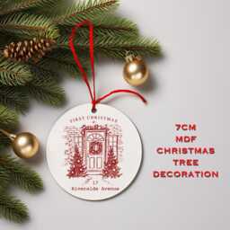First Christmas Personalised Address Gift - Home Mdf Wooden Tree Decoration Secret Santa, Gift, New Home - thumbnail 4