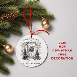 First Christmas Personalised Address Gift - Home Mdf Wooden Tree Decoration Secret Santa, Gift, New Home - thumbnail 2