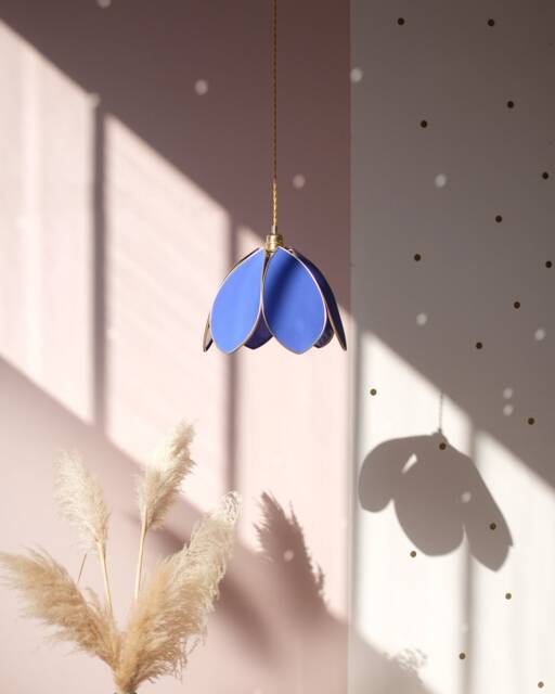 Simple Flower Pendant Light - Royal Blue & Gold - image 1