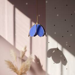 Simple Flower Pendant Light - Royal Blue & Gold - thumbnail 3