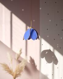 Simple Flower Pendant Light - Royal Blue & Gold - thumbnail 1