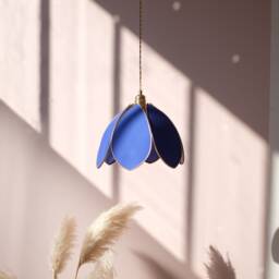 Simple Flower Pendant Light - Royal Blue & Gold - thumbnail 2