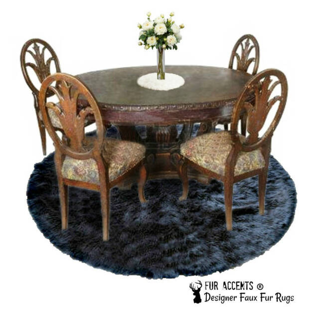 Plush Faux Fur Round Rug - Shaggy Sheepskin Style, Usa Made - image 1