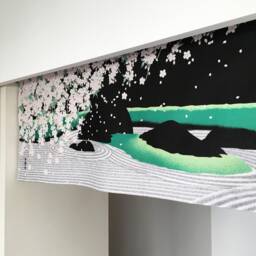 Japanese Kyoto Stone Garden Noren Of Tenugui, Curtain Sakura, Martial Arts Tissu Noren, Door Step Tapestry - thumbnail 3