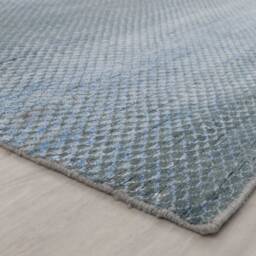 8x10 Savannah Rug Modern Handmade Blue Wool & Silk #1519 - 242x300 cms - thumbnail 2
