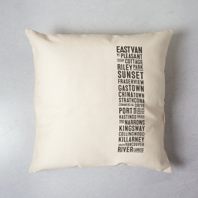 East Vancouver Pillow Cover Canada Souvenir Typography Cushion Mt Pleasant, Gastown, Chinatown, Strathcona - image 1