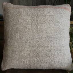 50cm - Or 20 Inches Vintage Kilim Cushion Cover Handwoven - Hemp/Wool/Linen Soft Feel Off White Natural #6 - thumbnail 2