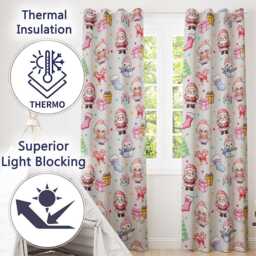 Cute Kawaii Santa Snowman Gift Characters Cream Background Seamless Pattern Readymade Eyelet Ring Top Thermal 100% Blackout Curtains - thumbnail 3