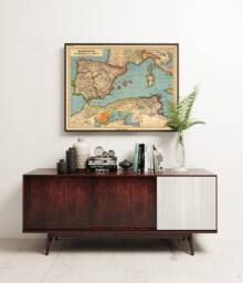 Spain Map - Old Of Iberian Peninsula & Mauretania Large Print On Paper Or Canvas - thumbnail 1