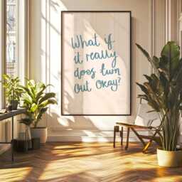 What If It Really Does Work Out Okay Wall Art Print - Affirmation Art, Bedroom Print, Calming Prints, Blue Quote - thumbnail 3