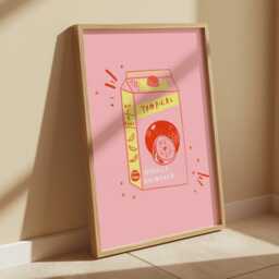 Tropical Juice Print Pink Orange Mango Carton Illustration, A3 - thumbnail 2