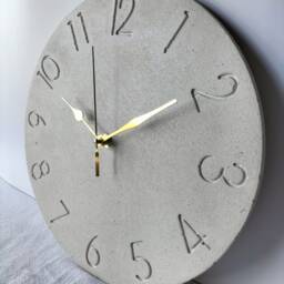 Textured White Concrete Wall Clock Modern Minimalist Home Decor - thumbnail 2
