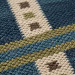 Handmade Scandinavian Kilim Runner Rug - Geometric Wool Flatweave, Blue & Green Decor - thumbnail 3