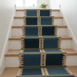 Handmade Scandinavian Kilim Runner Rug - Geometric Wool Flatweave, Blue & Green Decor - thumbnail 4