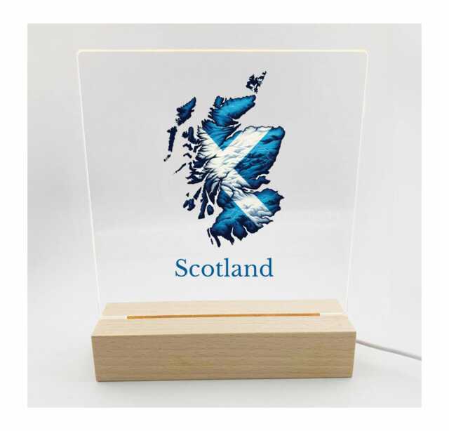 Scotland Map Outline & Text Led Night Light Desk Up Sign Bedroom Office D??cor - Uv Printed - image 1
