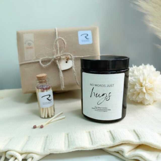 No Words Just Hugs, Hugs Candle, Sending You Sending in A Hug Box, Sympathy Bereavement Gift - image 1