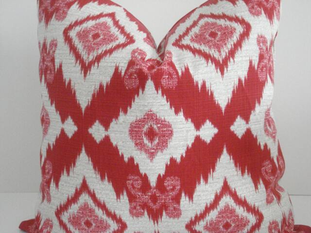 Both Sides-Richloom Decorative Designer Pillow Cover-Geometric - Russet Red /Ivory Throw/Lumbar - image 1