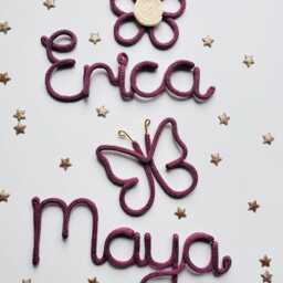 Custom Knitted Wire Name Sign - Baby Names Nursery New Gifts Kids Room Wall Decor Rope Words Playroom Personalised - thumbnail 2