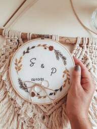 Custom Wedding Ring Bearer, Personalized Embroidered Pillow, Custom Box, Nursery Banner, Baby Name Banner - thumbnail 1