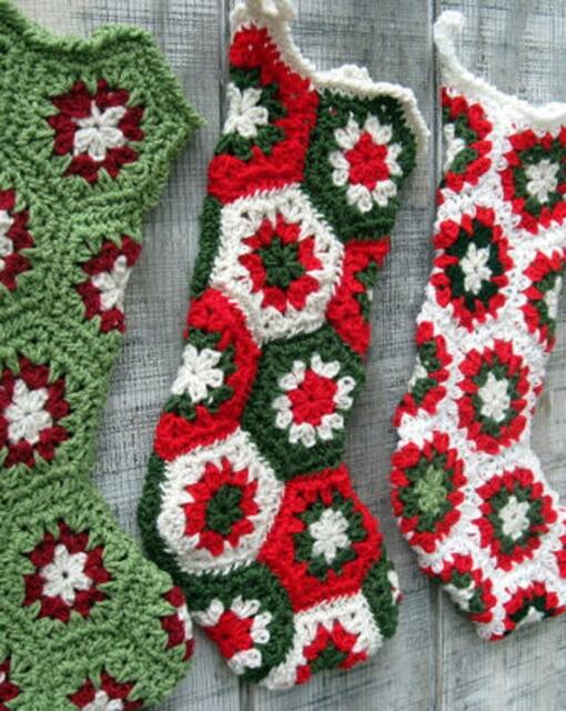 Custom-Made Crocheted Granny Hexagon Christmas Stocking in Your Choice Of Colors - image 1