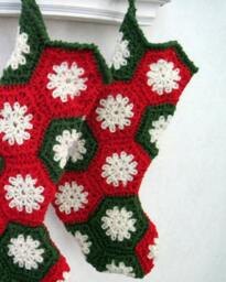 Custom-Made Crocheted Granny Hexagon Christmas Stocking in Your Choice Of Colors - thumbnail 2