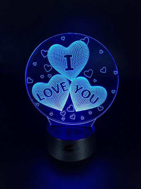 I Love You, All Occasion Gift, 3D Illusion Smart App Control Night Light Bluetooth, Music, 7&16M Color Mobile App, Made in UK - image 1