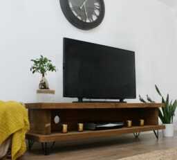 Harland Rustic Wood Tv Stand, Metal Hairpin Legs, Media Console
