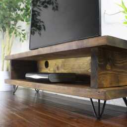 Harland Rustic Wood Tv Stand, Metal Hairpin Legs, Media Console - thumbnail 2