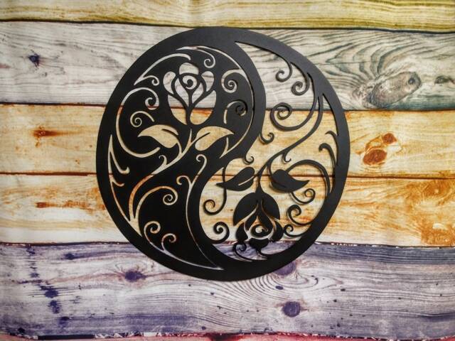 Ying Yang Roses Metal Wall Art - image 1