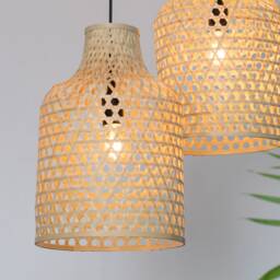 Handmade Woven Bamboo Pendant Light - Chinese Lantern Lampshade - thumbnail 3